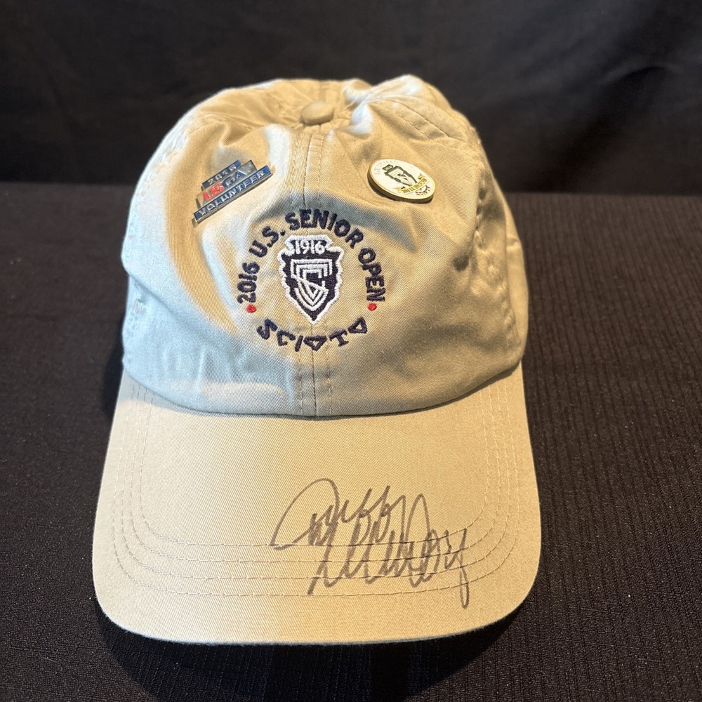 Ahead US Senior Open Scioto 2016 Hat Beige Mens Signed Golf Cap with Pins